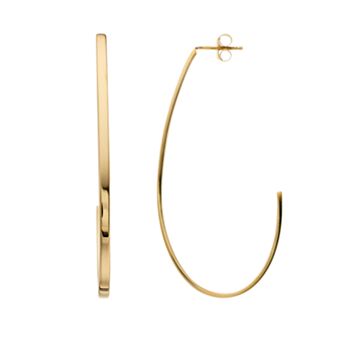 14k Gold Vermeil Polished 60 mm J-Hoop Earrings
