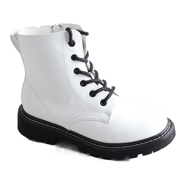 Girls white 2024 combat boots