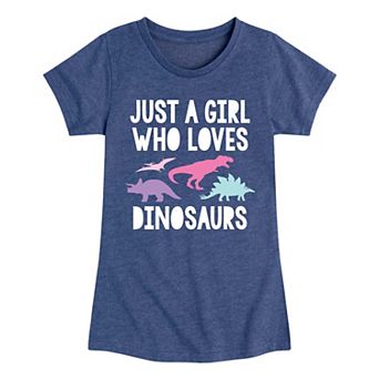 Girls 7-16 Who Loves Dinosaurs Graphic Tee