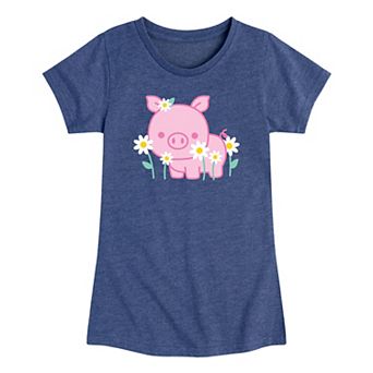 Girls 7-16 Piglet With Daisies Graphic Tee