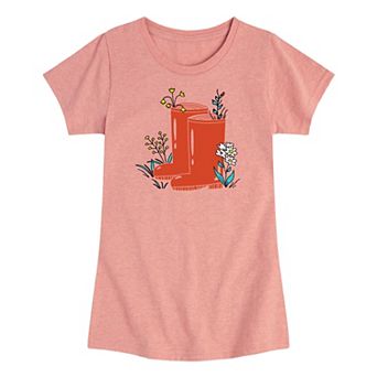 Girls 7-16 Boots With Flowers Graphic Tee