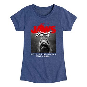 Girls 7-16 Jaws Poster Kanji Graphic Tee