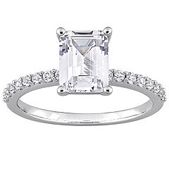HCJ WOMEN'S STAINLESS STEEL 3 CARAT EMERALD CUT CZ ENGAGEMENT RING SIZE 10 