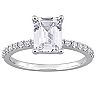 Stella Grace 10k White Gold Lab-Created White Sapphire Emerald-Cut Engagement Ring