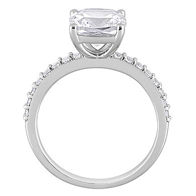 Stella Grace 10k White Gold Lab-Created White Sapphire Cushion-Cut Engagement Ring