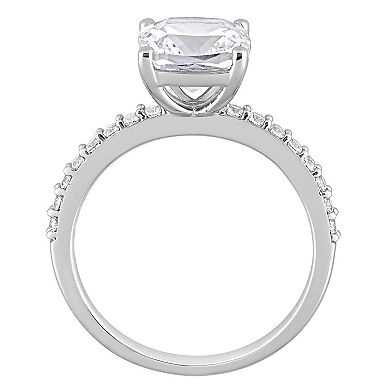 Stella Grace 10k White Gold Lab-Created White Sapphire Cushion-Cut Engagement Ring