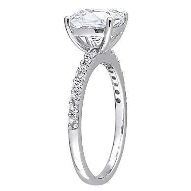 Stella Grace 10k White Gold Lab-Created White Sapphire Cushion-Cut Engagement Ring