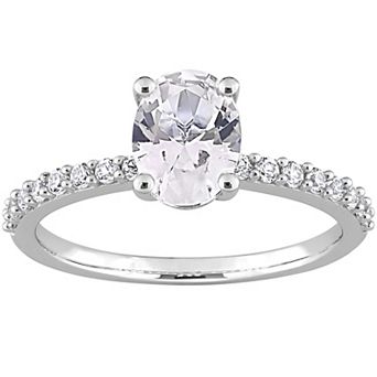 Stella Grace 10k White Gold Lab-Created White Sapphire Oval-Cut Engagement Ring