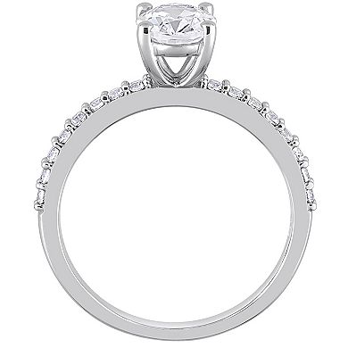 Stella Grace 10k White Gold Lab-Created White Sapphire Oval-Cut Engagement Ring