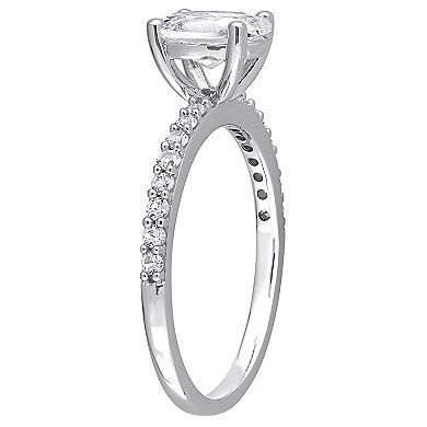 Stella Grace 10k White Gold Lab-Created White Sapphire Oval-Cut Engagement Ring