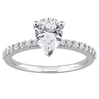 Stella Grace 10k White Gold Lab-Created White Sapphire Pear-Cut Engagement Ring