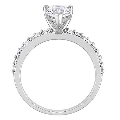 Stella Grace 10k White Gold Lab-Created White Sapphire Pear-Cut Engagement Ring