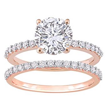 Stella Grace 10k Rose Gold Lab-Created White Sapphire Engagement Ring Set