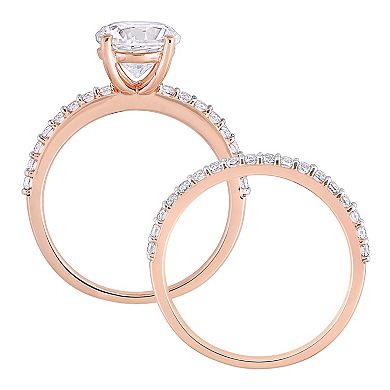 Stella Grace 10k Rose Gold Lab-Created White Sapphire Engagement Ring Set