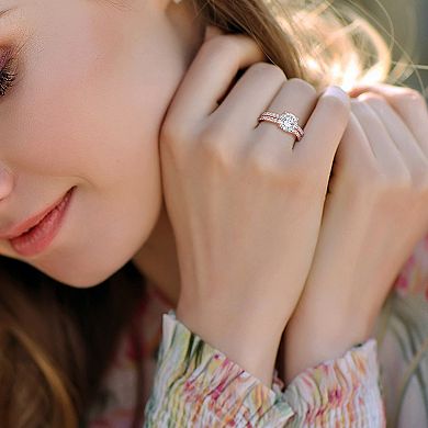 Stella Grace 10k Rose Gold Lab-Created White Sapphire Engagement Ring Set