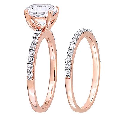 Stella Grace 10k Rose Gold Lab-Created White Sapphire Engagement Ring Set