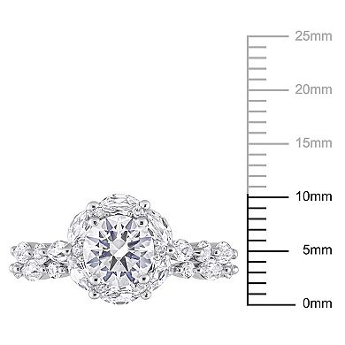 Stella Grace 10K White Gold Lab Created White Sapphire and Diamond Accent Halo Bridal Ring Set