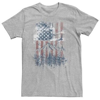 Big & Tall American Flag Vertical and Mountain Range Tee