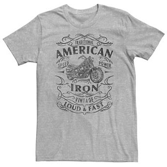 Big & Tall Americana American Iron Loud & Fast Motorcycle Tee