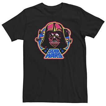 Big & Tall Star Wars Darth Vadar Neon Helmet Death Star Logo Tee