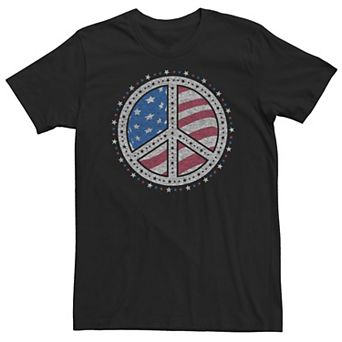 Big & Tall Americana Peace Sign Stars American Flag Tee
