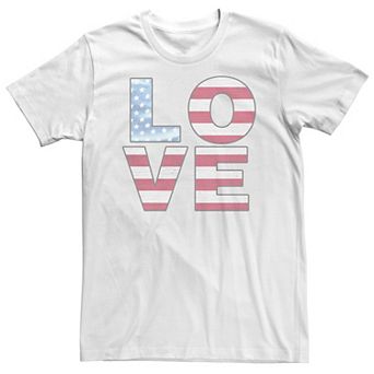 Big & Tall Americana Love American Flag Text Tee