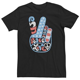 Big & Tall Americana Love Peace and Freedom Flag Tee