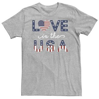 Big & Tall Americana "Love In The USA" Flag Text Tee