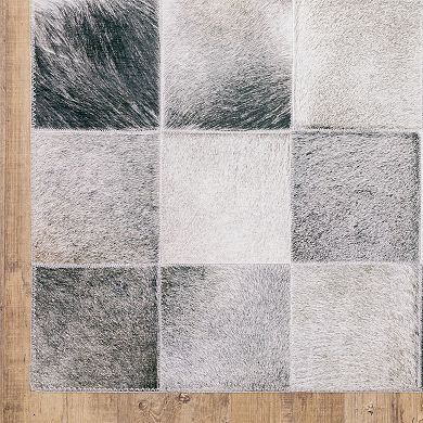 StyleHaven Markus Modern Geometric Block Faux Hide Area Rug