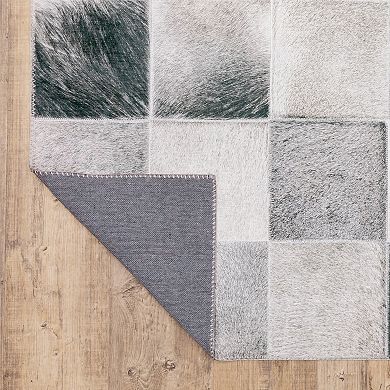 StyleHaven Markus Modern Geometric Block Faux Hide Area Rug