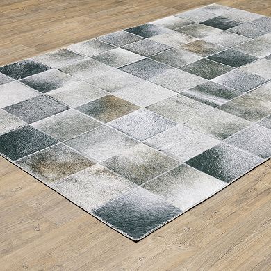 StyleHaven Markus Modern Geometric Block Faux Hide Area Rug