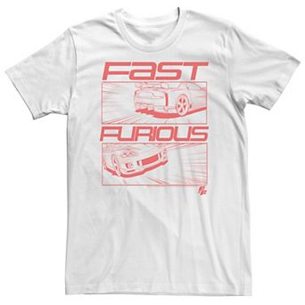 Big & Tall Fast & Furious Anime Style Sketch Panels Tee