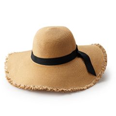 Women's LC Lauren Conrad Scalloped Straw Floppy Sun Hat, Med Beige