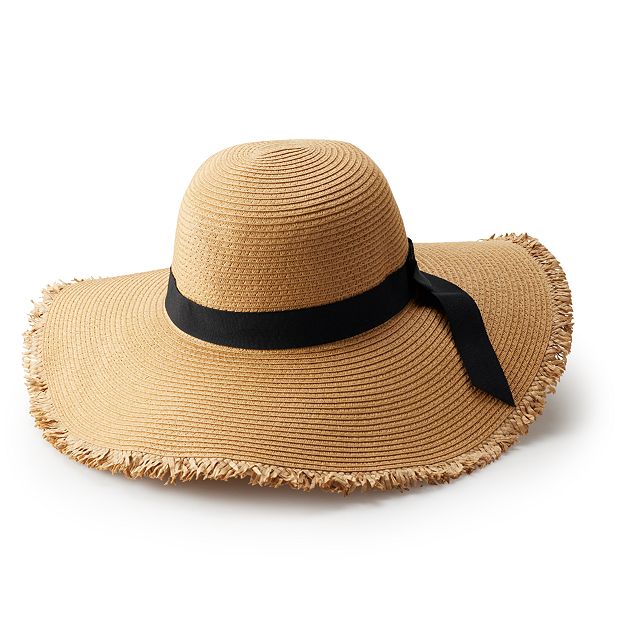Empire Cove Womens Wide Brim Straw Hat Floppy Sun Hat Panama Fedora Summer, Ribbon Tan