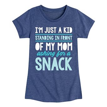 Girls 7-16 Just A Kid Asking For Snacks Graphic Tee