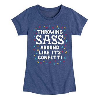 Girls 7-16 Throwing Sass Around Confetti Graphic Tee