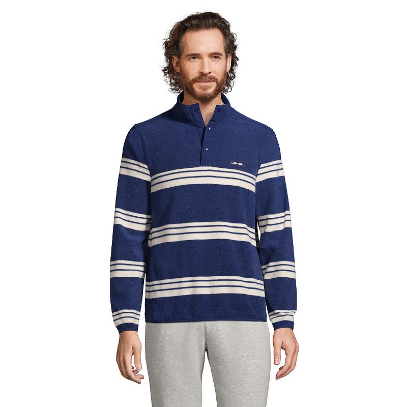 Big & Tall Lands End Heritage Fleece Snap-Neck Pullover Top, Mens, Size: 