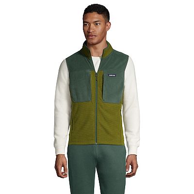 Big Tall Lands End Colorblock Grid Fleece Vest