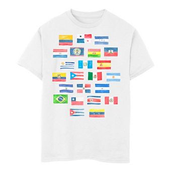 Boys 8-20 All Hispanic Heritage Month Flags Country Tee