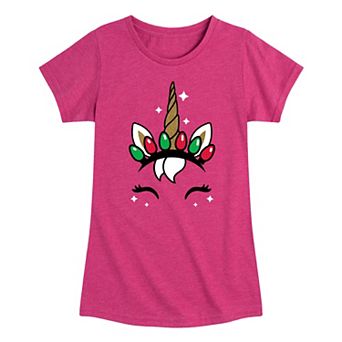 Girls 7-16 Christmas Unicorn Face Graphic Tee