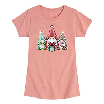 Girls 7-16 Three Christmas Gnomes Graphic Tee