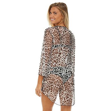 Women's Jordan Taylor Animal Print Sheer Swim Cover-Up Tunic