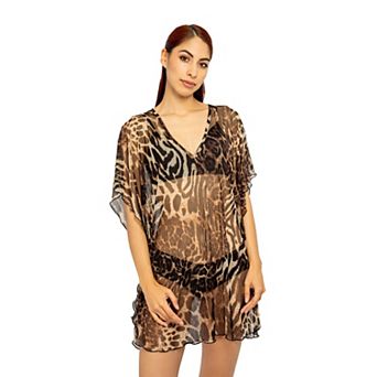 Women's Jordan Taylor Animal Print Swim Cover-Up Caftan