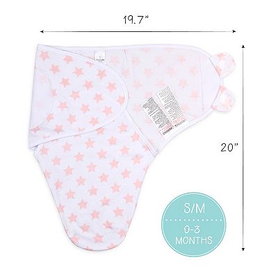 The Peanutshell Pink Floral Stars 3-Pack Swaddles