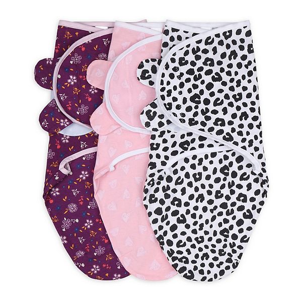 The Peanutshell Swaddle Wrap Purple Ditsy - M/L 3pk