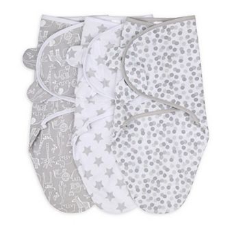 The Peanutshell Grey Safari Sky 3-Pack Swaddles