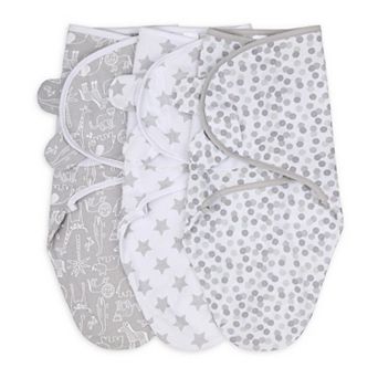 The Peanutshell Grey Safari Sky 3-Pack Swaddles