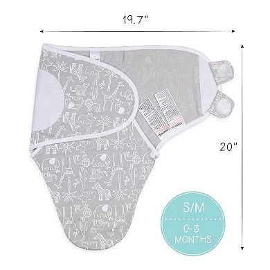 The Peanutshell Grey Safari Sky 3-Pack Swaddles