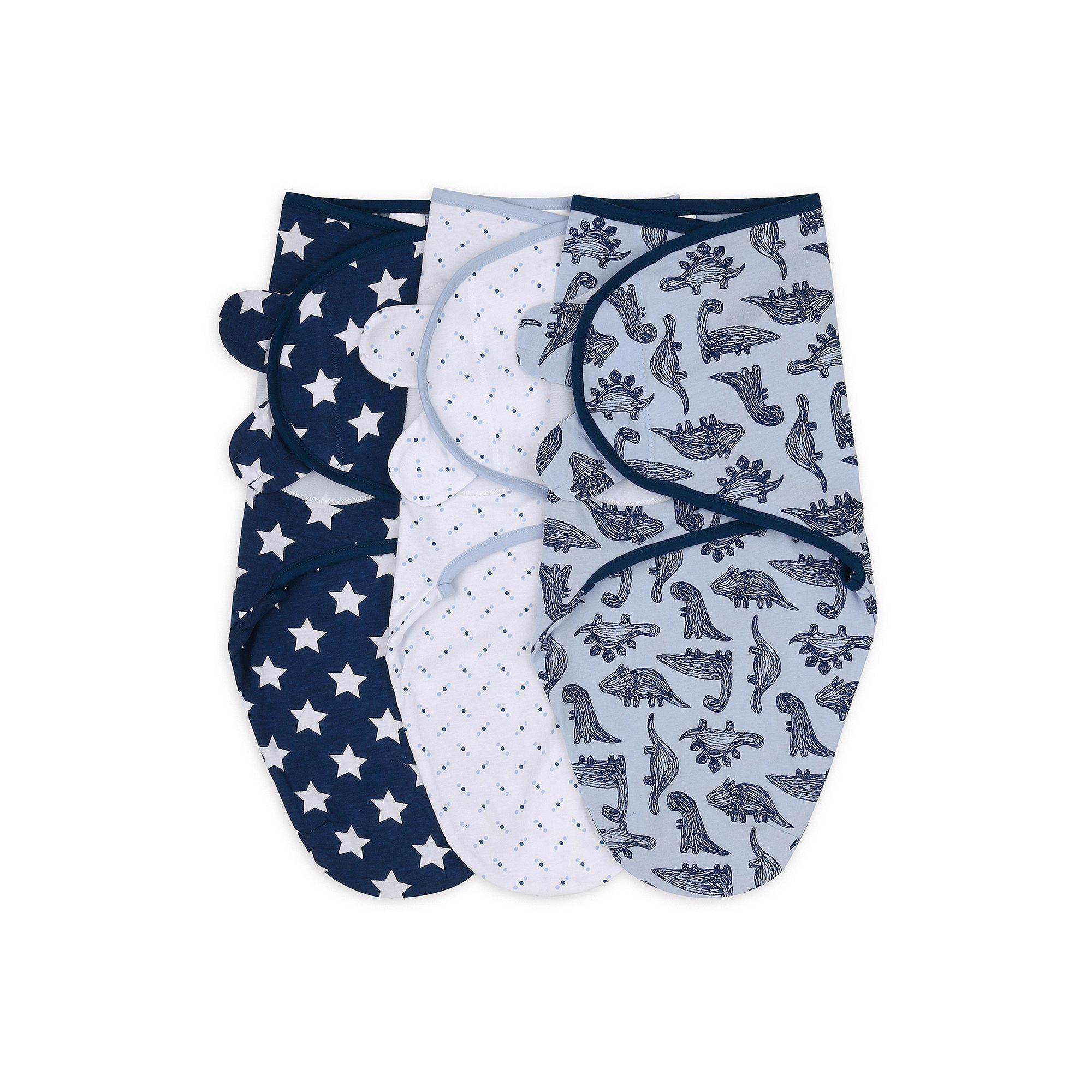 The Peanutshell 25-in. Blue Dino 3-Pack Swaddles