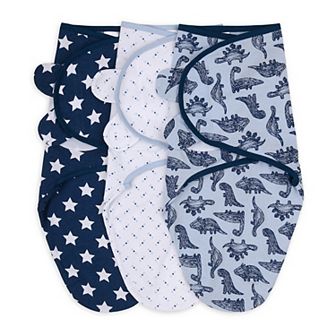 The Peanutshell 25 in Blue Dino 3-Pack Swaddles